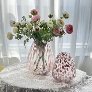 Florero de cristal con diseño de arte, florero de cristal personalizado para decoración de fiesta en casa, gran oferta