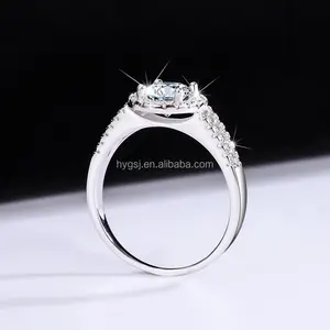 S925 Anel de casamento feminino luxuoso com diamantes brilhantes banhado a platina anel de dedo ajustável aberto para cabeça