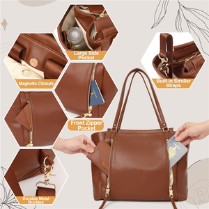 Bolso de gran capacidad para mamá, 12 bolsillos, bolso de viaje para pañales, bolso de hospital, bolso de viaje para pañales, bolsa de pañales de cuero, <span class=keywords><strong>mochila</strong></span> - Product Image 4