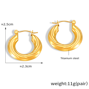 Pendientes de joyería clásica, nuevo diseño, acero inoxidable 316L de alta calidad, pendientes CC geométricos chapados en oro de 18 quilates para mujer - Product Image 6