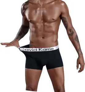 Vente en gros Marque privée Logo personnalisé Culotte amincissante Taille Plus 95 Coton 5 Spandex Boxer pour hommes Sous-vêtements Caleçons pour hommes