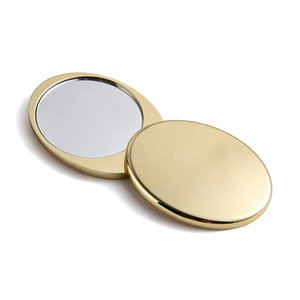 Luxury Gold Plated Oval Double Sided <b>Pocket</b> Cosmetic Mirror, Metal Travel Mirror Wholesale Gift - Product Image 2