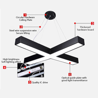 Luminaire suspendu au plafond en forme de X de 20 W avec design esthétique, objectif grand angle pour atténuer la fatigue oculaire