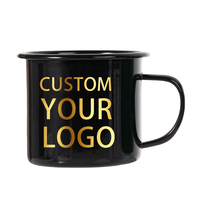 Alta Calidad De fábrica al por mayor de marca personalizada LOGO tazas de esmalte barato clásico único Camping café esmalte taza