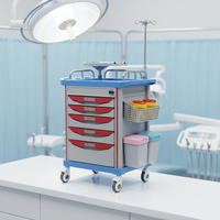 Chariot d'urgence médical multifonctionnel en ABS pour hôpital, chariot à médicaments avec verrouillage centralisé et roulettes silencieuses
