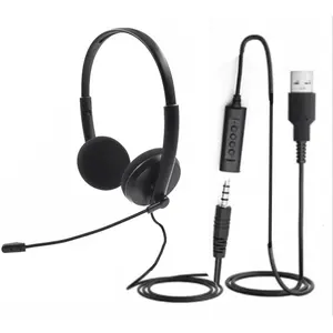 带麦克风的办公室耳机/USB DC 3.5毫米插头/音量控制/静音功能/QD线