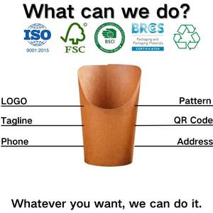 Gobelets en papier kraft brun biodégradable 12oz les plus populaires de Xiamen forme à paroi unique jetable pour les frites charcuterie gâteau crêpe - Product Image 6