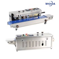 Machine de scellage horizontale électrique à roue d'encre continue pour le marquage de dates, scelleuse thermique pour sacs en plastique PVC, usage commercial et domestique