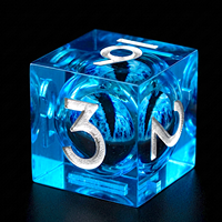 Ensemble de dés DND œil de dragon bleu océan, dés polyédriques avec chiffres argentés, 1 pièce, 18 mm, œil de dragon D6 pour Dungeons and Dragons, jeu de rôle de table