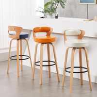 Tabouret de bar haut en bois massif Morden avec design luxueux sans accoudoirs pour usage domestique et commercial