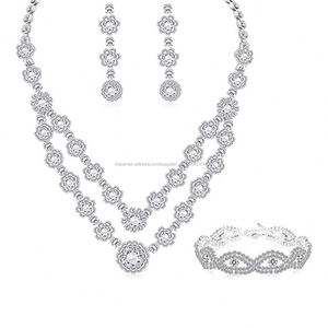Oro rosa Tono de plata nupcial conjunto de joyas de cristal <span class=keywords><strong>para</strong></span> las mujeres - Product Image 1