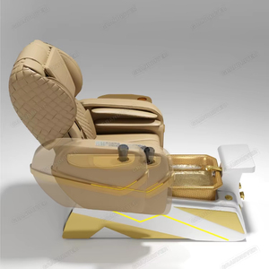 Sillón de Pedicura Profesional de Lujo, Eléctrico, <span class=keywords><strong>con</strong></span> <span class=keywords><strong>Masaje</strong></span>, Dorado y Blanco, para Lavado y Remojo de Pies - Product Image 4