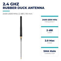 Antenne omnidirectionnelle en caoutchouc 2,4 GHz 2 dBi SMAMale 110 mm avec câble pigtail RF1.13 IPEX U.FL pour routeur WiFi, passerelle, caméra