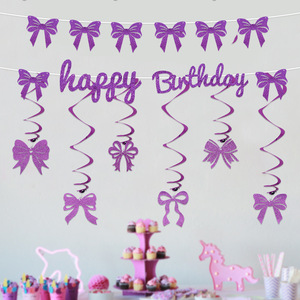 Set di Fiocchi e Spirali Decorativi in Carta Glitterata per Feste di <span class=keywords><strong>Compleanno</strong></span>, Colori <span class=keywords><strong>Rosa</strong></span>, Nero, Viola e Rosso, per Decorazioni di Feste e Addii al Nubilato - Product Image 4