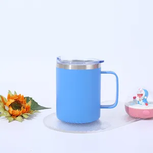 Custom Logo 12 Oz Insulated Travel Mug Stainless Steel Coffee Mug With Handle