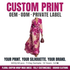 <span class=keywords><strong>Abito</strong></span> <span class=keywords><strong>Lungo</strong></span> Maxi da Donna con Stampa Floreale Personalizzata in Chiffon, Scollo <span class=keywords><strong>a</strong></span> V Profondo, Annodabile, Maniche Lunghe <span class=keywords><strong>a</strong></span> <span class=keywords><strong>Palloncino</strong></span> - Produttore OEM all'Ingrosso - Product Image 1