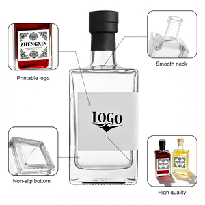 Bouteille à spiritueux rectangulaire en verre transparent <span class=keywords><strong>de</strong></span> qualité supérieure, 250 ml, 375 ml, 500 ml, 750 ml, rechargeable, vide, pour vin, <span class=keywords><strong>liqueur</strong></span>, boisson - Product Image 4