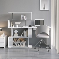 Bureau d'ordinateur convertible en L, pliable et réglable, avec tiroir, design peu encombrant, étagères et armoires extérieures, à assembler