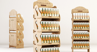 Étagères de présentation en bois double face robustes, personnalisables, avec couleurs sur mesure, pour supermarchés et magasins d'alimentation, avec étagères réglables