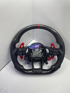 Volant en fibre de carbone de style course rouge, cuir sport de luxe <span class=keywords><strong>Audi</strong></span> TT TTS TTRS R8 V8 <span class=keywords><strong>V10</strong></span> A6 A3 A5 Compatible - Product Image 5