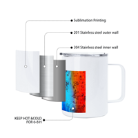 Mug à café isotherme double paroi en acier inoxydable de 12 oz avec poignée et couvercle, lot de 25, entrepôt USA