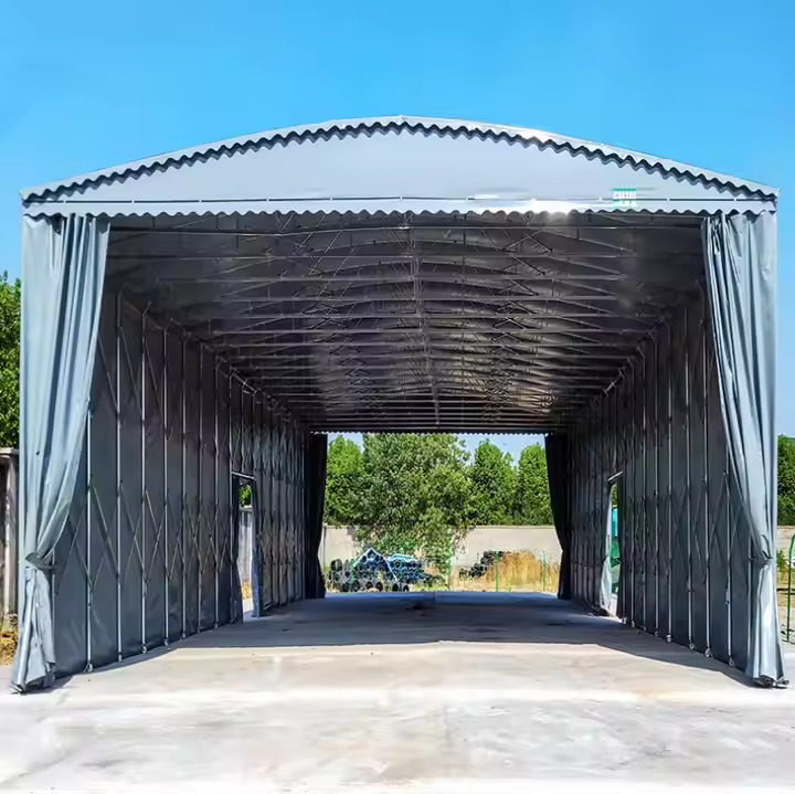 Steel Wood Frame Retractable Mobile Tent