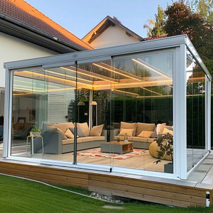 3x3 3x4 3x5 3x6 4x3 4x4 4x5 4x5 4x6 <span class=keywords><strong>5x3</strong></span> 5x4 Kits de pergola Toit à persiennes bioclimatique motorisé en aluminium pour l'extérieur avec verre porte - Product Image 1