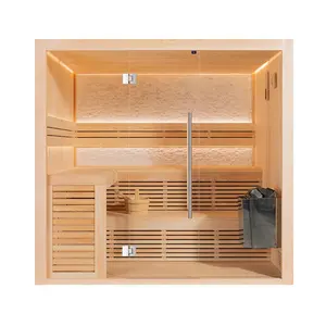 Hydrorelax Factory Custom Solid Wooden Hemlock Traditional Style Wooden Steam Sauna Cabin Indoor Sauna