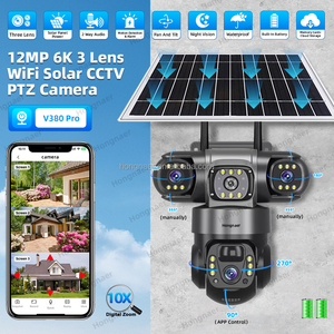 Hongnaer 12MP 6K visión nocturna Solar WiFi vigilancia inalámbrica seguridad CCTV Cámara IP V380 Pro <span class=keywords><strong>3</strong></span> lentes al aire libre WiFi Cámara Solar - Product Image 2