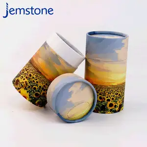 Aangepaste Milieuvriendelijke Biologisch Afbreekbare Kartonnen Cilinder Voor As En Cremains Verpakking Bedrukt Papier Buis