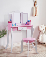 Maquillage Meubles Play Set pour Enfant Coiffeuse Rose Coiffeuse avec Tabouret et Miroir Ensemble pour les Filles enfants coiffeuse
