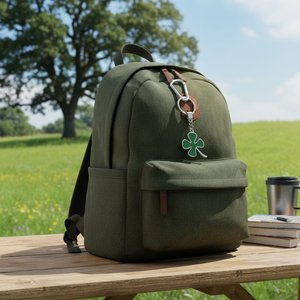 Portachiavi a Forma di Quadrifoglio Verde in Lega, Stile Cartoon alla Moda con Logo Personalizzato, Portachiavi Leggero - Product Image 3