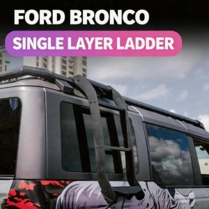 แพลตฟอร์มแร็คหลังคา Simone สำหรับ Ford Bronco 4 ประตู แบบ Overland ชั้นเดียว/สองชั้น พร้อมบันไดข้างและแผงประตูหลังแบบรวม - Product Image 5