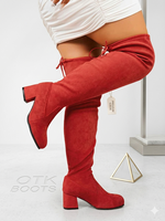 Bottes cuissardes à talon épais, confortables, en cuir croûte extensible, à enfiler, pour mollets larges, grandes tailles, directement de l'usine