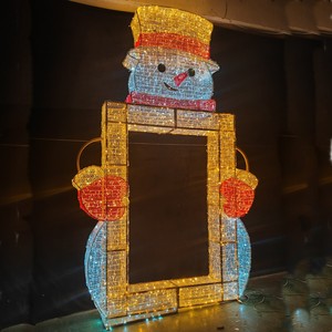 Muñeco de nieve en forma de LED Navidad Luz de nieve Interrative Photo Op 3D Muñeco de nieve Atracciones Escultura Motivo Luz - Product Image 2