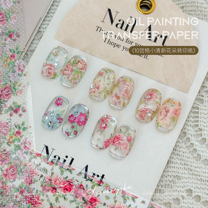 10 grilles d'autocollants de transfert pour ongles, motifs Printemps-Été, Peinture à l'huile Monet, Rose Rétro, Floral, <span class=keywords><strong>Versailles</strong></span> et Pois - Product Image 2