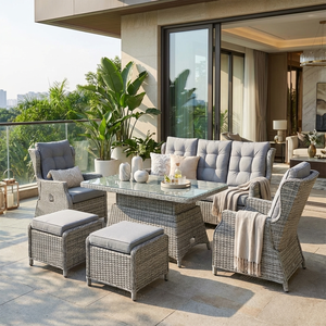 <span class=keywords><strong>Conjunto</strong></span> de Muebles de Jardín de Ratán con Estructura de Aluminio, <span class=keywords><strong>Mesa</strong></span> de Altura Ajustable <span class=keywords><strong>y</strong></span> <span class=keywords><strong>Sillas</strong></span> <span class=keywords><strong>Reclinables</strong></span> - Product Image 1