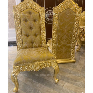 Tùy Chỉnh Hoàng Gia Đồ Nội Thất Tay Khắc Ghế Ăn Với Cánh Tay <span class=keywords><strong>Victoria</strong></span> Sang Trọng Vàng Ghế Cho Phòng Ăn - Product Image 2