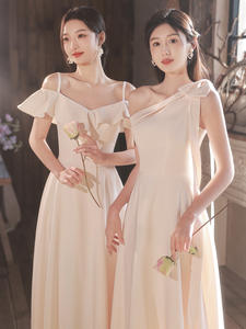 Nouvelle Robe de Demoiselle d'Honneur Couleur Champagne 2026, Robe de Demoiselle d'Honneur Simple pour la Saison Estivale - Product Image 2
