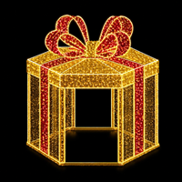 Nouveau design 2026 – Arche lumineuse 3D en acier certifiée CE RoHS pour l'extérieur, motif boîte cadeau de Noël, idéale pour l'affichage en place publique