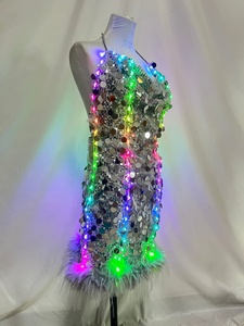 Robe de festival LED pour femmes, costume à paillettes scintillantes avec lumières changeantes de couleur, <span class=keywords><strong>tenue</strong></span> de fête lumineuse pour Burning Man, EDM - Product Image 3