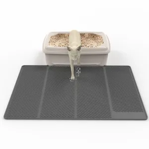 Tapis de sable de toilette de litière pour chat de nettoyage facile et antidérapant personnalisé tapis de litière de sable pour chat tapis de litière imperméable pour chat