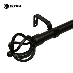 Tringle à rideaux KYOK 2026 <span class=keywords><strong>RTS</strong></span>, style simple, en métal noir, embouts en fer, extensible - Product Image 6