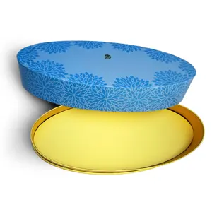 Kağıt el yapımı büyük Oval ambalaj kutusu UV lüks kağıt dekorasyon hediye kek çiçek elips konteyner için noel hatıra