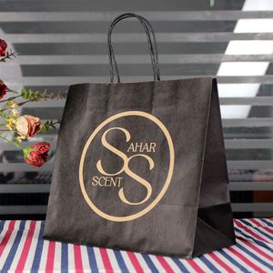 Sac en papier kraft blanc/marron avec poignée pour l'emballage alimentaire dans les supermarchés, les cafés, les cadeaux, les fêtes, logo personnalisé - Product Image 4