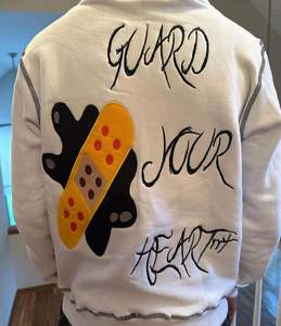 Costura inversa personalizada 500GSM con cremallera completa bordada Color bloqueado Sudadera con capucha diseñador personalizado Streetwear chaqueta con insignia desgastada - Product Image 2