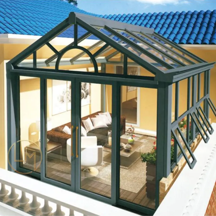 Moderne ganzjährige Doppel glas Solarium Wintergarten aus China Wintergarten Haus Aluminium Wintergarten Wintergärten & Glas häuser