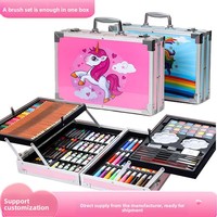 Ensemble de 145 crayons aquarelles en boîte en aluminium, cadeau pour enfants, ensemble complet de dessin et de peinture, anniversaire