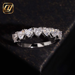 Wholesale Heart Shape Full Eternity <b>Ring</b> Lab Grow Diamond <b>Stack</b> Heart <b>Ring</b> S925 <b>Silver</b> Platinum Plated Wedding Jewelry For Lady - Product Image 5