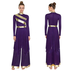 Traje de Danza de Adoración para Mujer, Vestido Tipo Túnica con Pantalones Anchos, Traje de Danza Litúrgica y Lírica, Vestido de Baile de Salón, Vestido Latino - Product Image 3